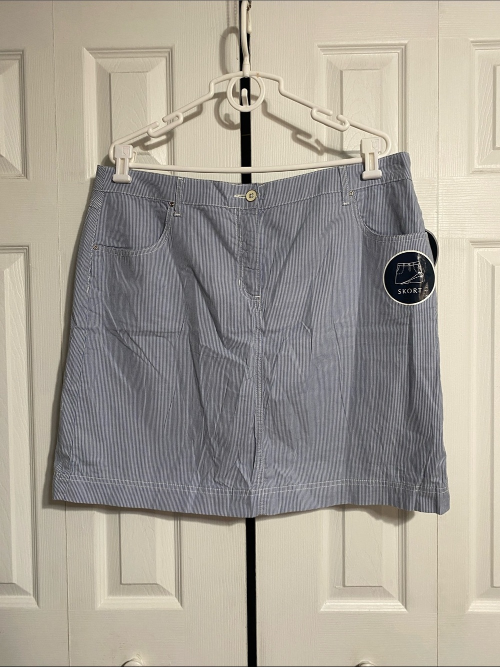 Karen Scott NWT cotton seersucker skort skirt shorts size 16